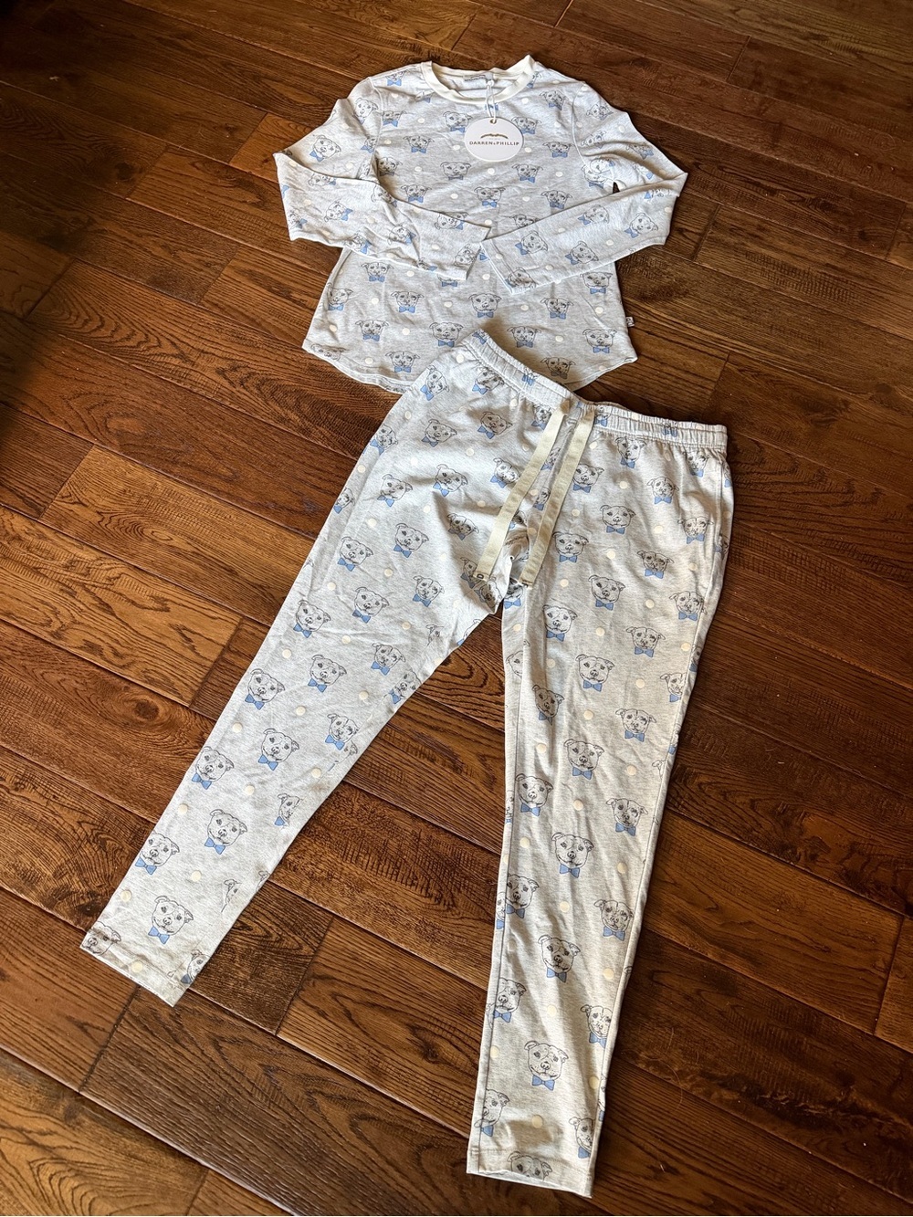 Darren & Phillip Dog Puppy Print Cotton Long Pajama 2 Piece Set